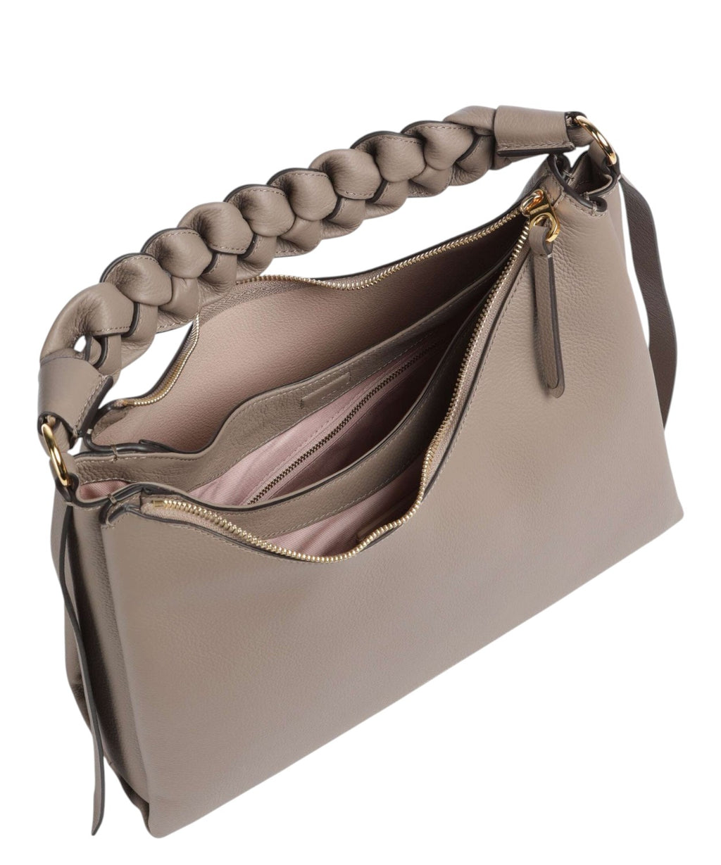 Sac Boheme Medium en cuir Double avec poignée tressée