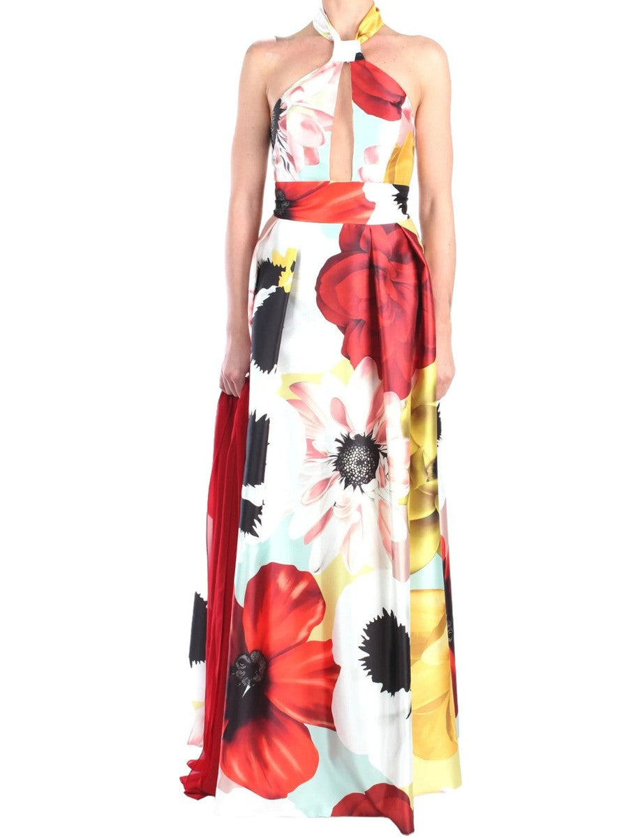 Abito lungo floreale con scollatura all'americana-Soani-Abiti-Vittorio Citro Boutique
