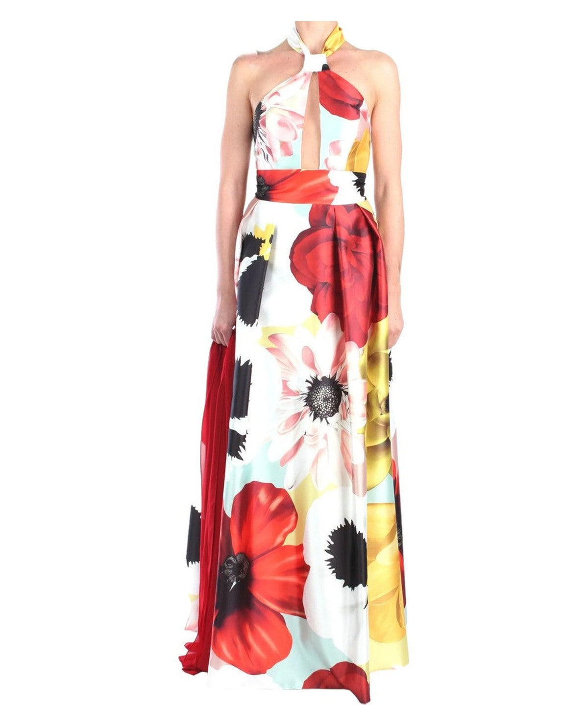 Abito lungo floreale con scollatura all'americana-Soani-Abiti-Vittorio Citro Boutique