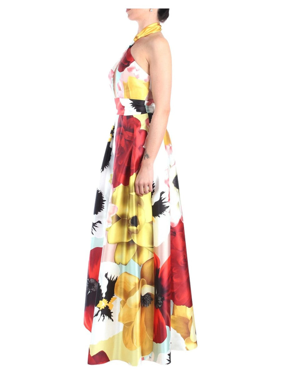 Abito lungo floreale con scollatura all'americana-Soani-Abiti-Vittorio Citro Boutique