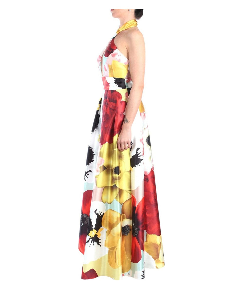 Abito lungo floreale con scollatura all'americana-Soani-Abiti-Vittorio Citro Boutique