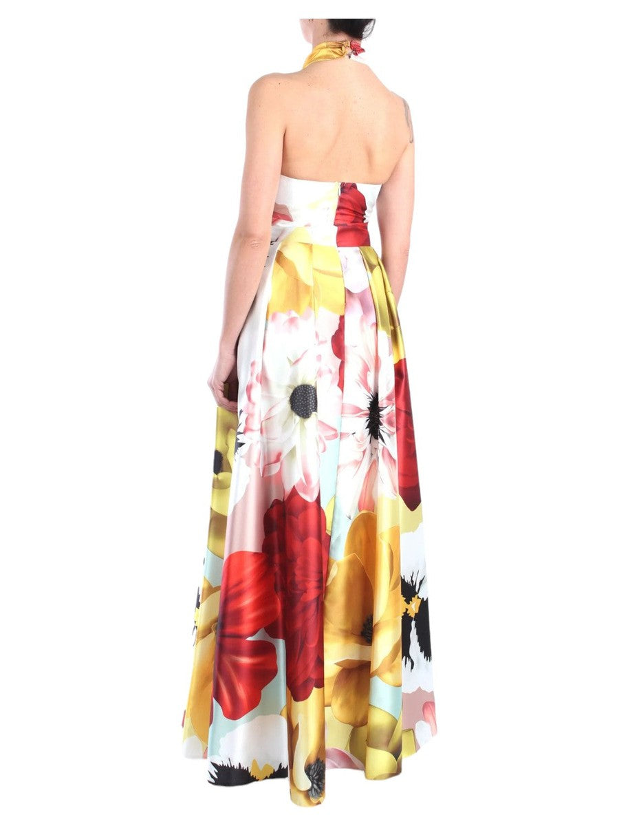 Abito lungo floreale con scollatura all'americana-Soani-Abiti-Vittorio Citro Boutique