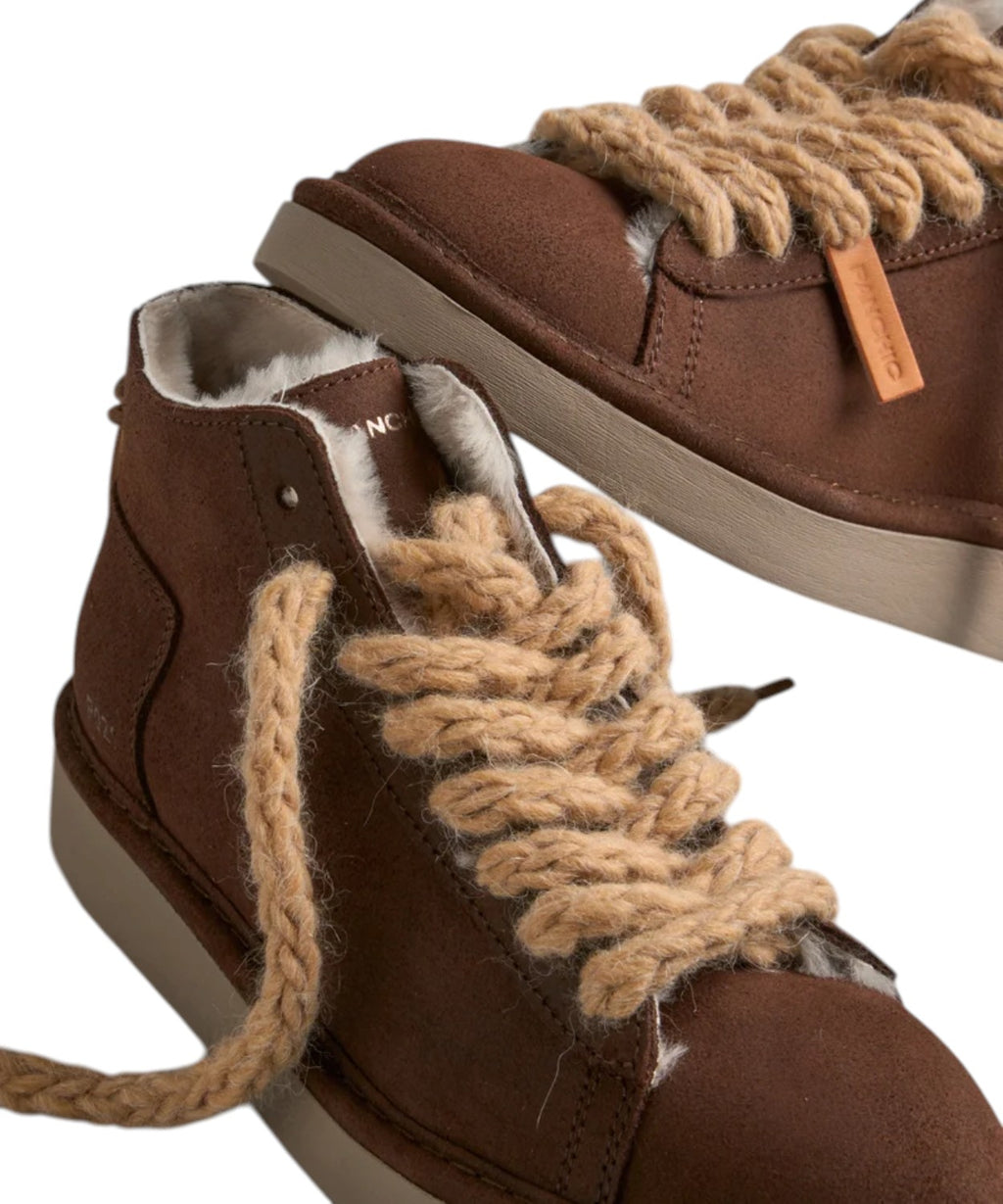 Panchic P021 boots montants femme en daim ciré cacao