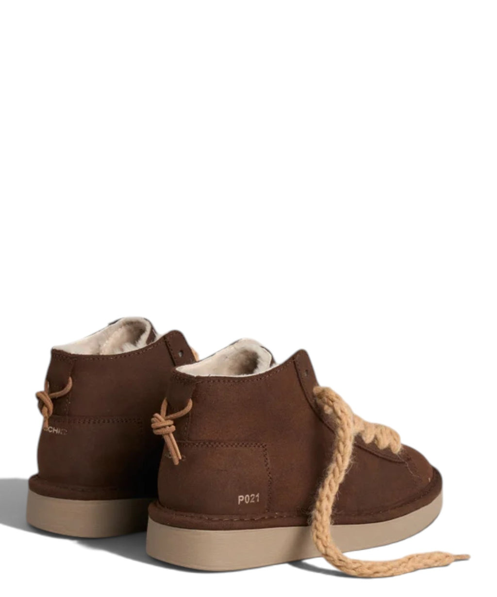 Panchic P021 boots montants femme en daim ciré cacao