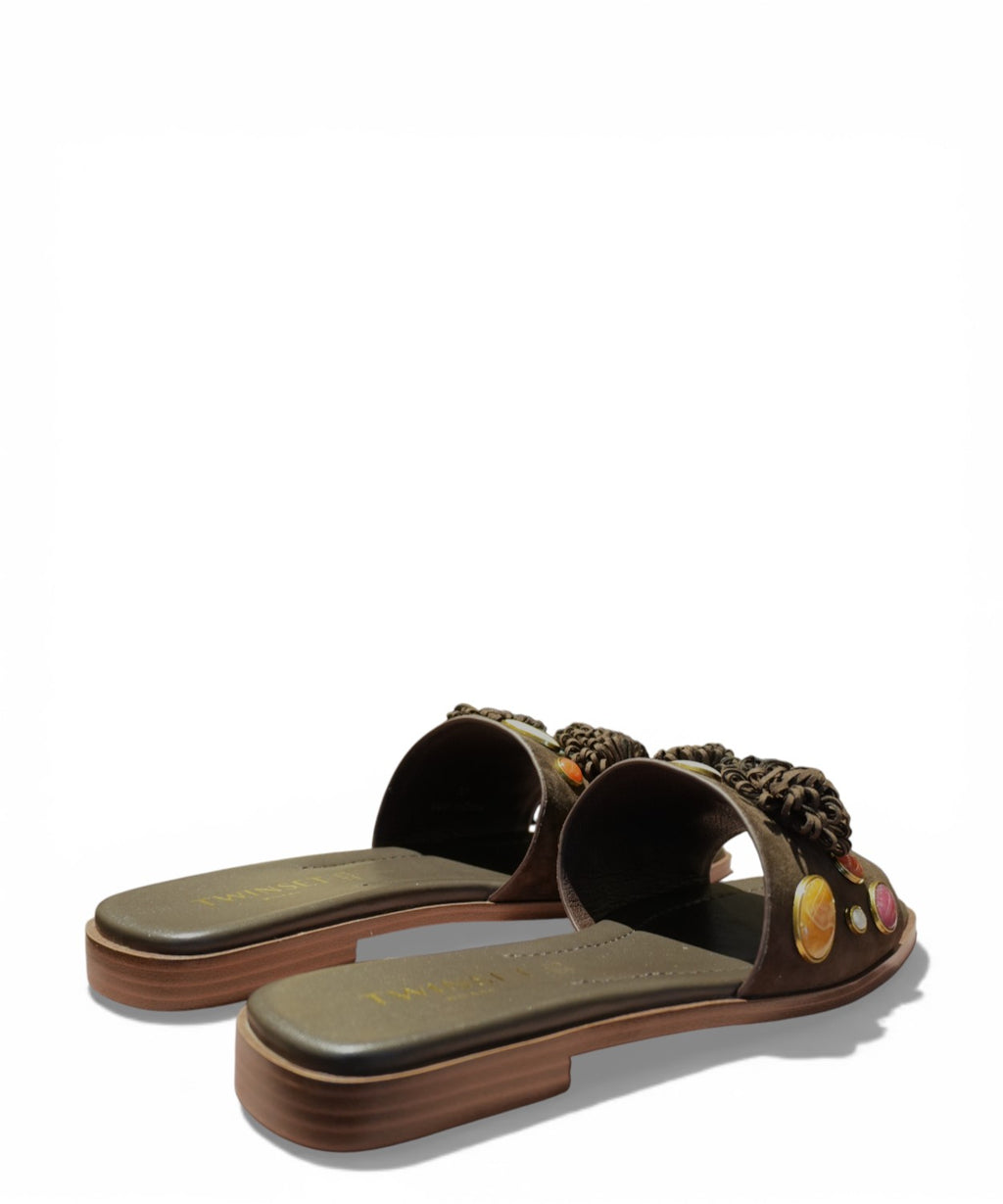 Mules Twinset avec pierres appliquées