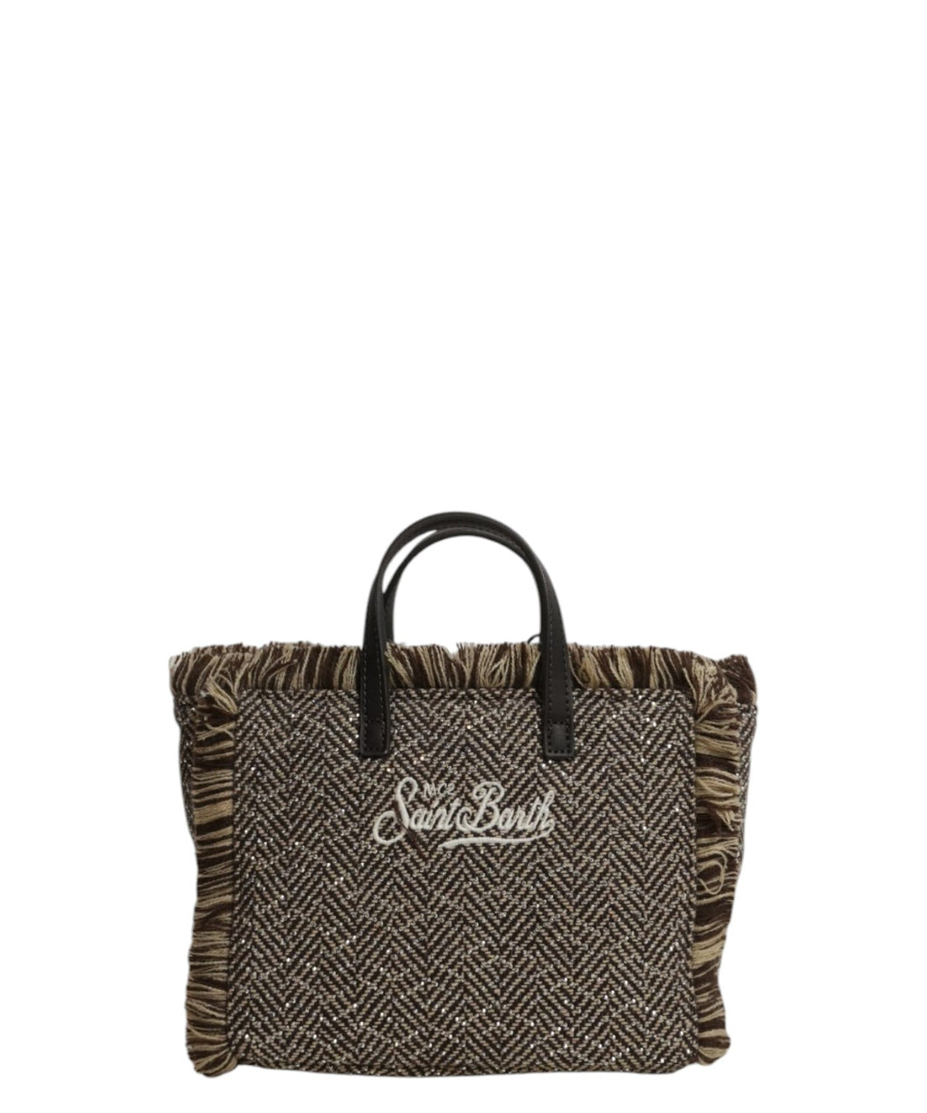 Mini sac Vanity en laine chevron avec strass