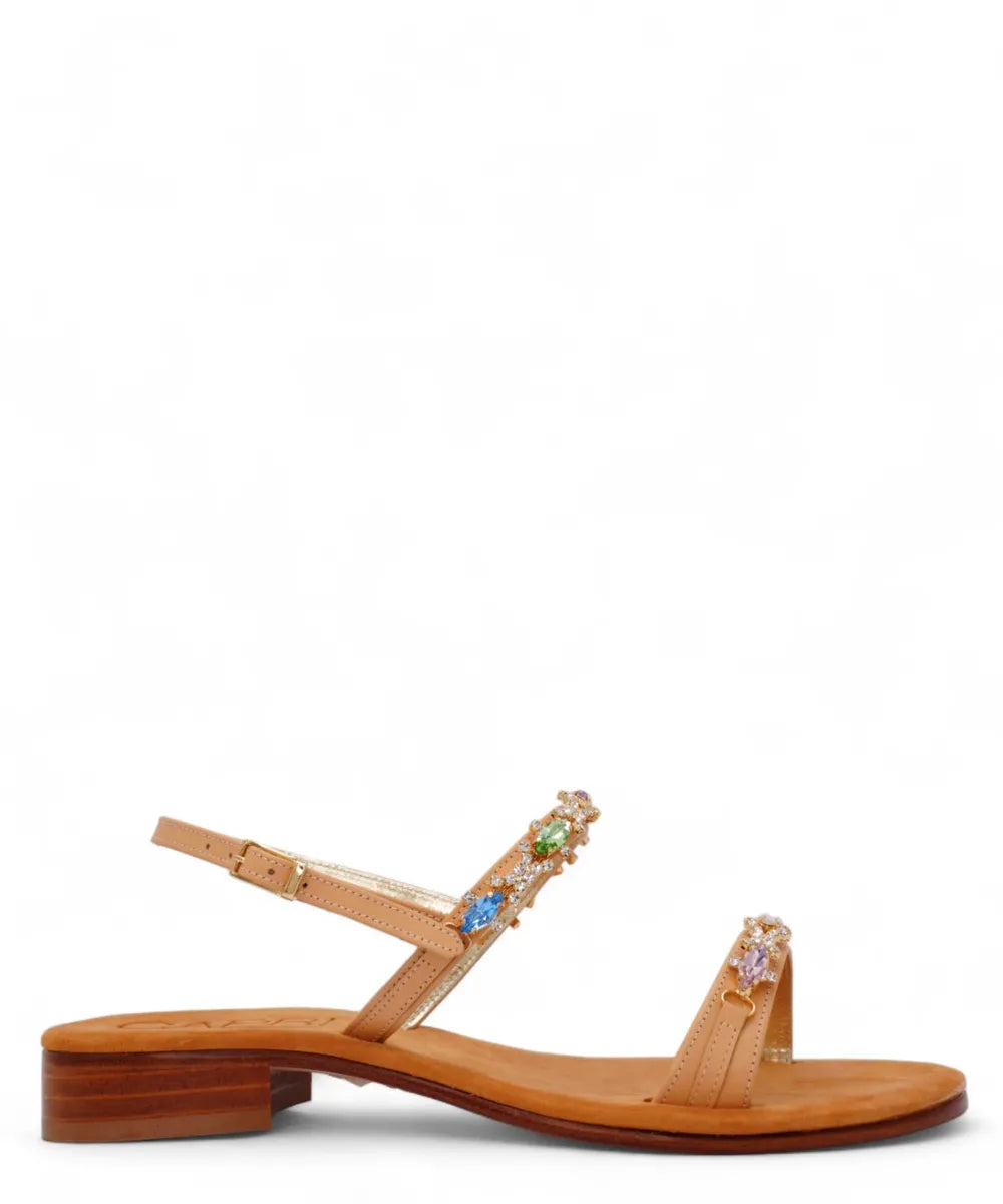 Sandalo Capri Gioiello Multicolor a Doppia Fascia-Capri Vittorio Citro-Sandali-Vittorio Citro Boutique