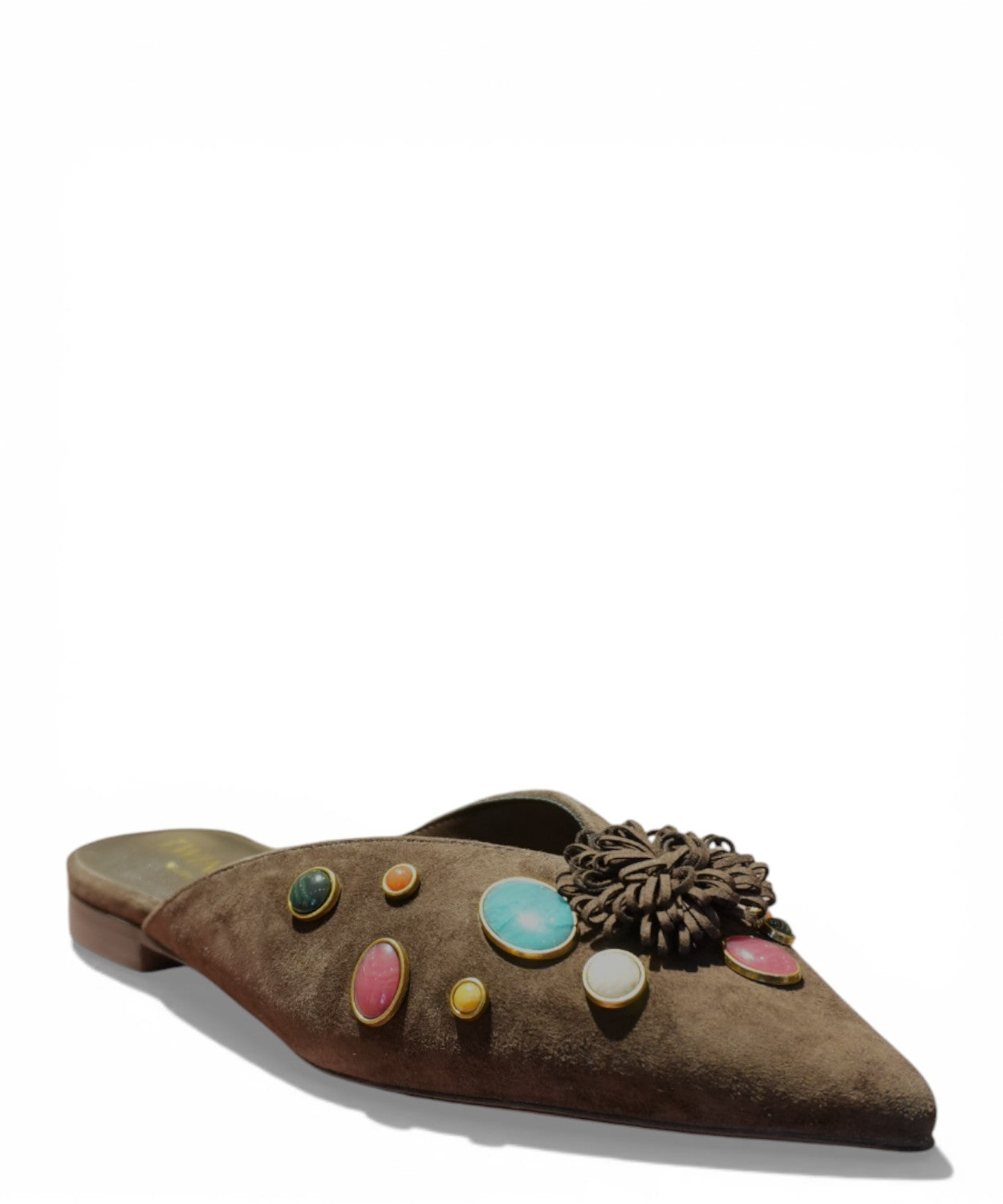 Sabot Twinset a Punta in Suede con Pietre Applicate