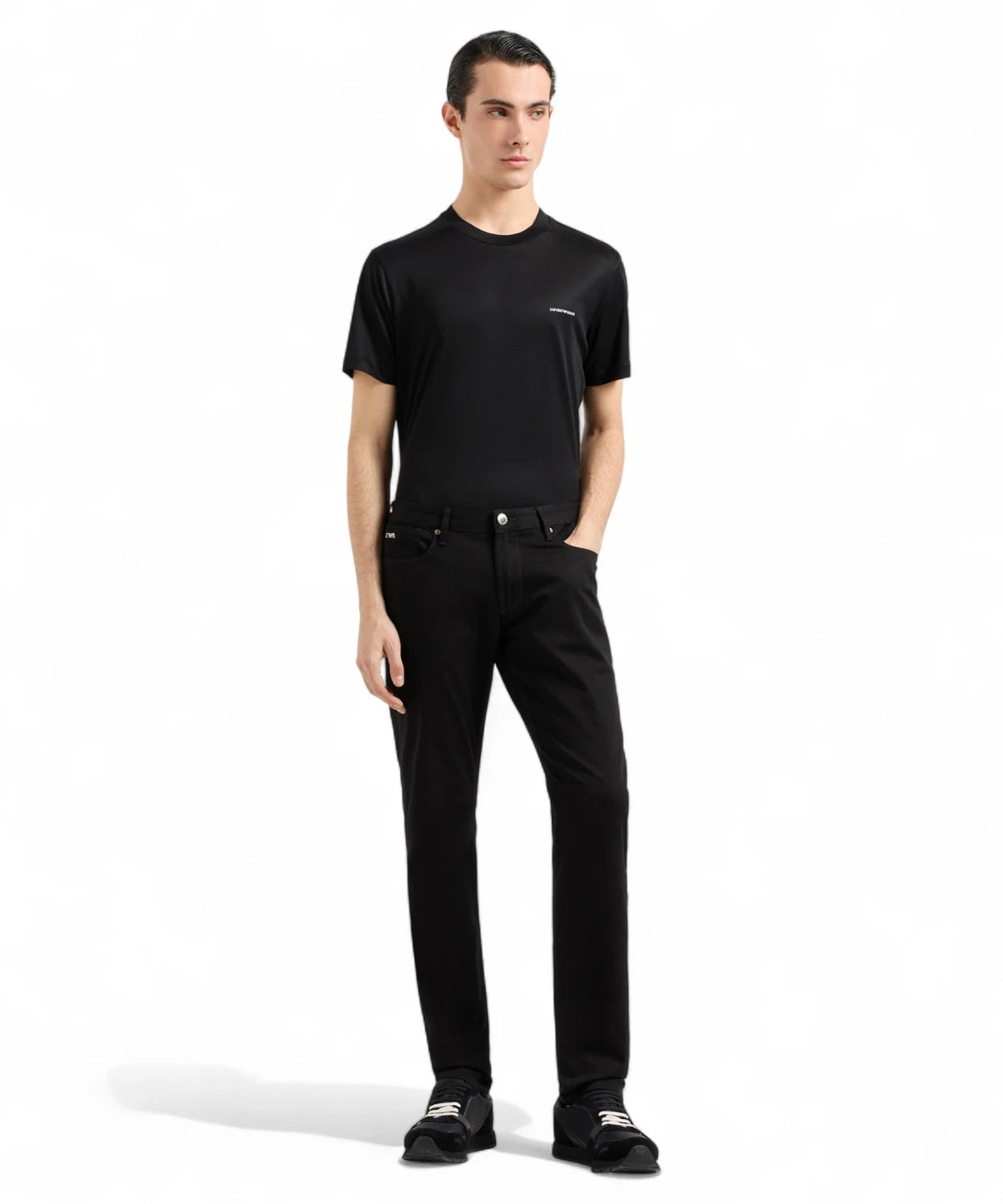 T-shirt girocollo in jersey misto lyocell con micro logo Emporio Armani-Emporio Armani-T-shirt-Vittorio Citro Boutique