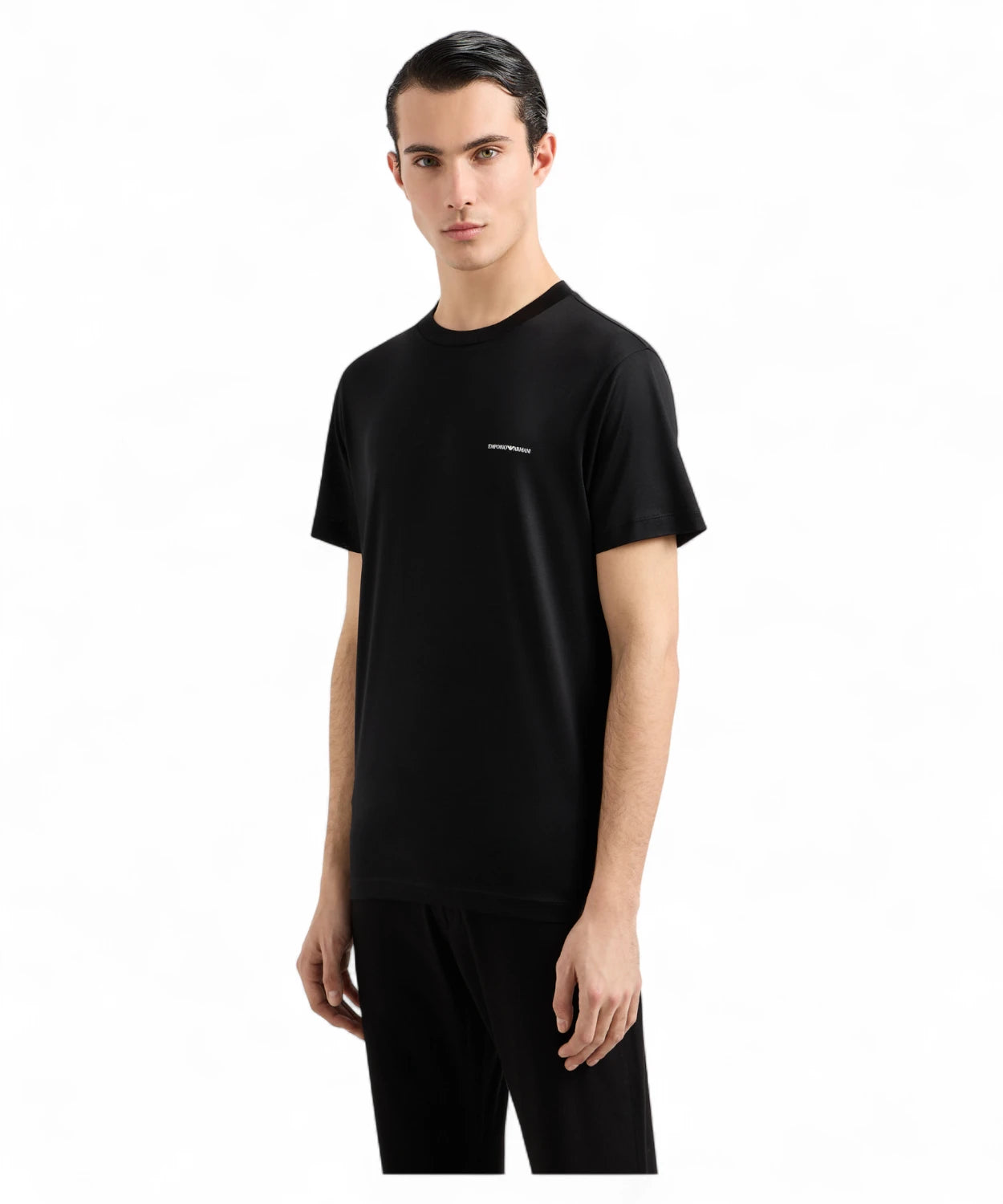 T-shirt girocollo in jersey misto lyocell con micro logo Emporio Armani-Emporio Armani-T-shirt-Vittorio Citro Boutique