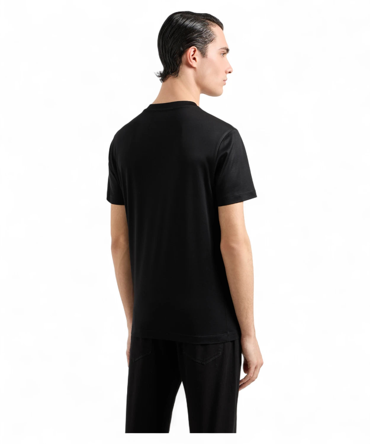 T-shirt girocollo in jersey misto lyocell con micro logo Emporio Armani-Emporio Armani-T-shirt-Vittorio Citro Boutique