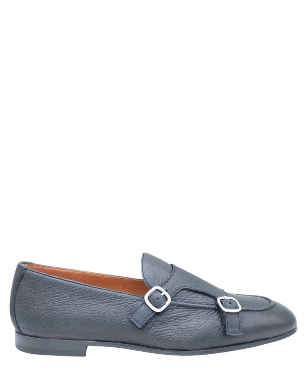 Mocassin homme Doucal’s à double boucle en cuir bleu