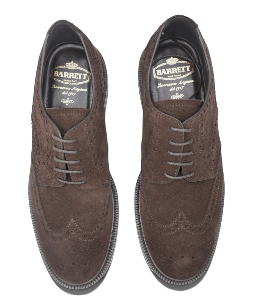 Stringata Brogue Uomo in Camoscio Testa di Moro