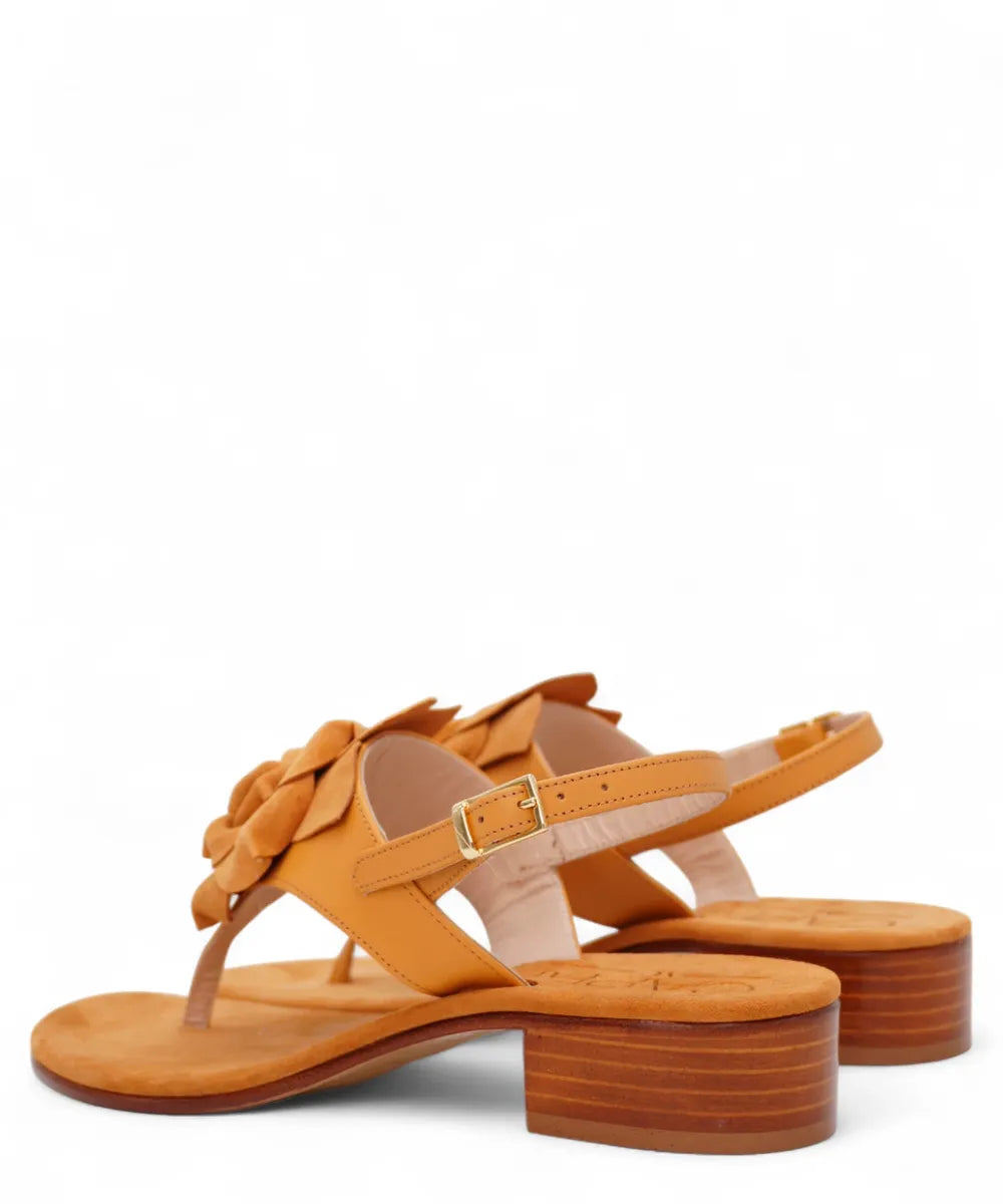 Sandalo Infradito Capri in Pelle con Fiore-Capri Vittorio Citro-Sandali-Vittorio Citro Boutique