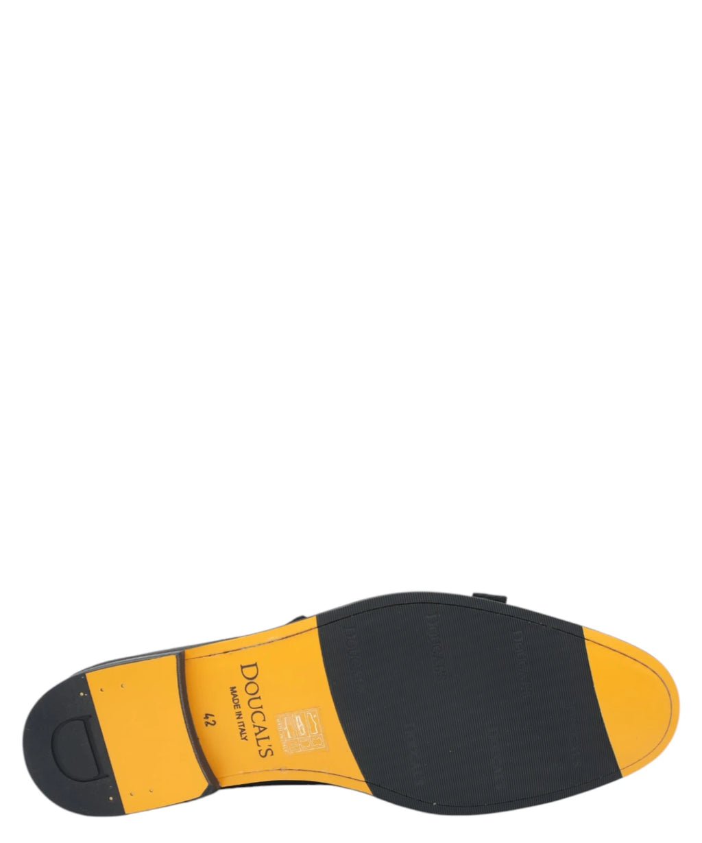 Mocassin homme Doucal’s à double boucle en cuir bleu