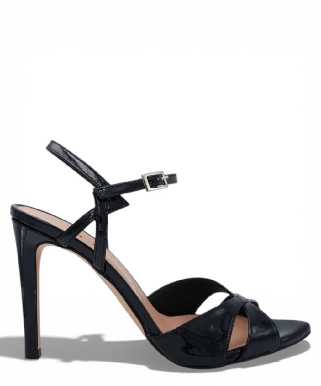 Sandales noires femme à talon 90 et bride cheville