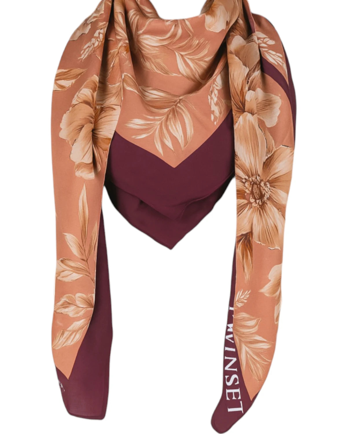 Kefiah in Viscosa con Stampa Floreale e Bordo a Contrasto-Twinset-Sciarpe & stole-Vittorio Citro Boutique