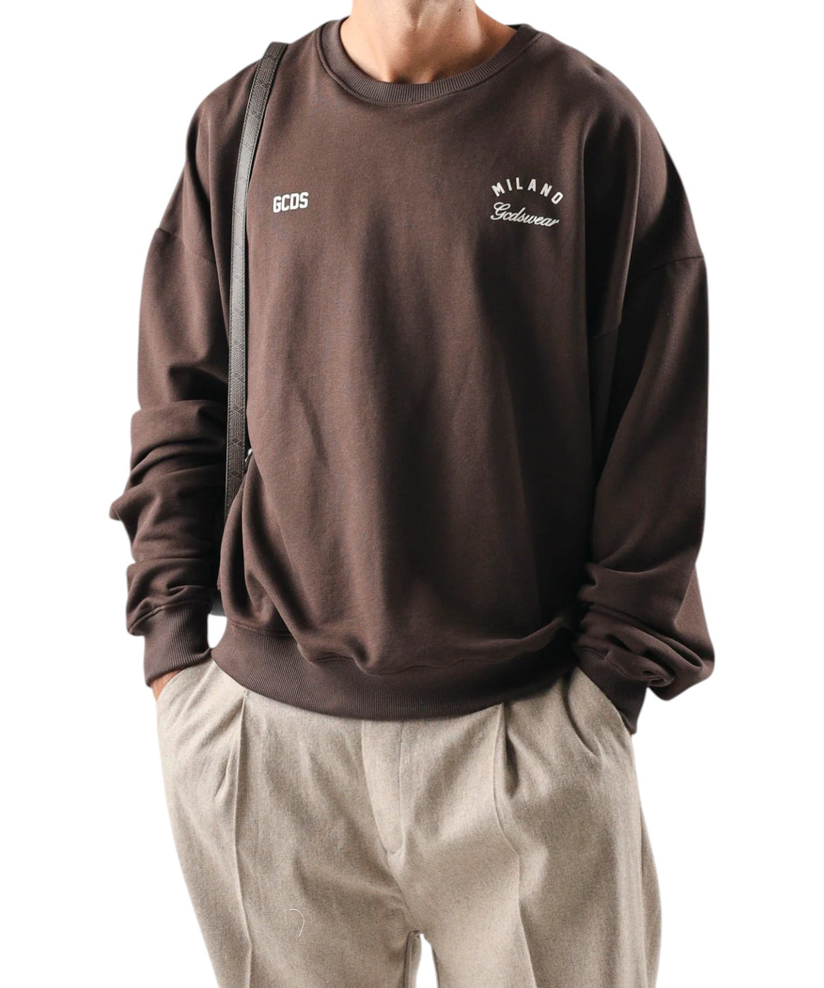 Sweat-shirt GCDS à col rond avec logo à bandes au dos