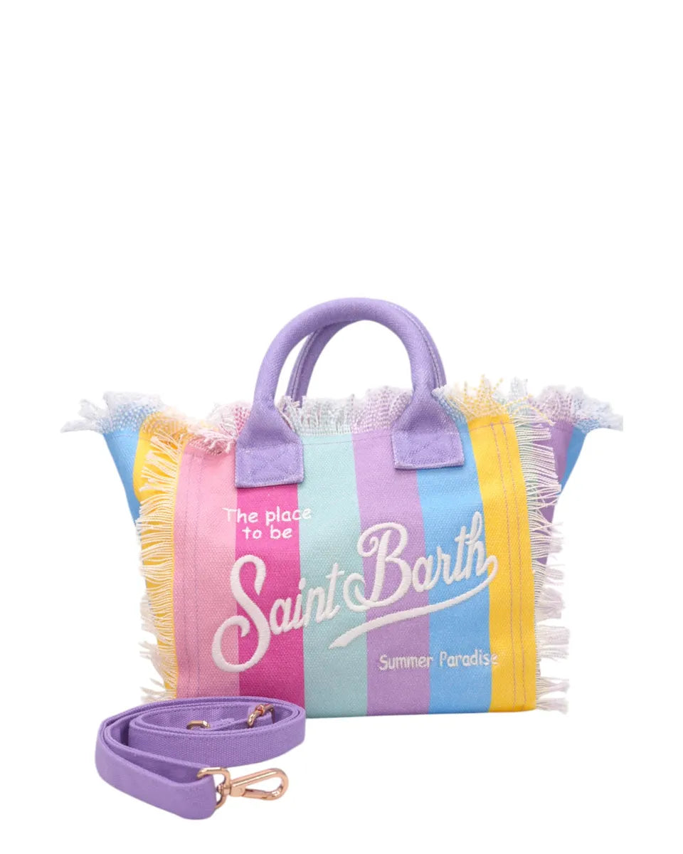 Borsa a mano Colette in tela con stampa a righe-Borse a mano-Mc2 Saint Barth-Vittorio Citro Boutique