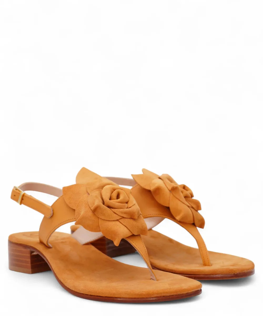 Sandalo Infradito Capri in Pelle con Fiore-Capri Vittorio Citro-Sandali-Vittorio Citro Boutique