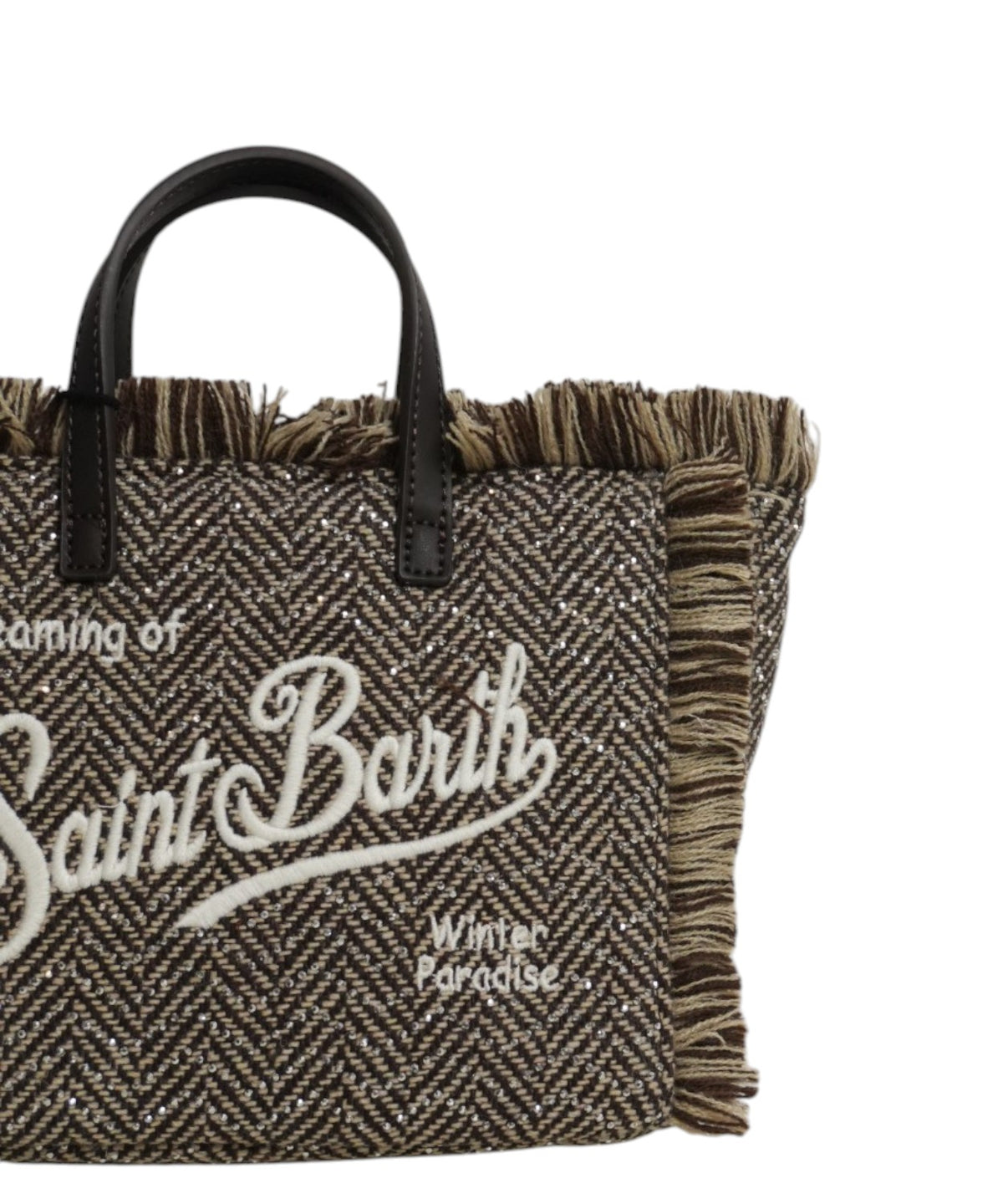 Mini sac Vanity en laine chevron avec strass