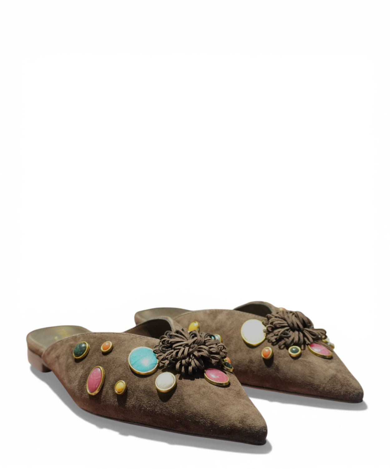 Sabot Twinset a Punta in Suede con Pietre Applicate