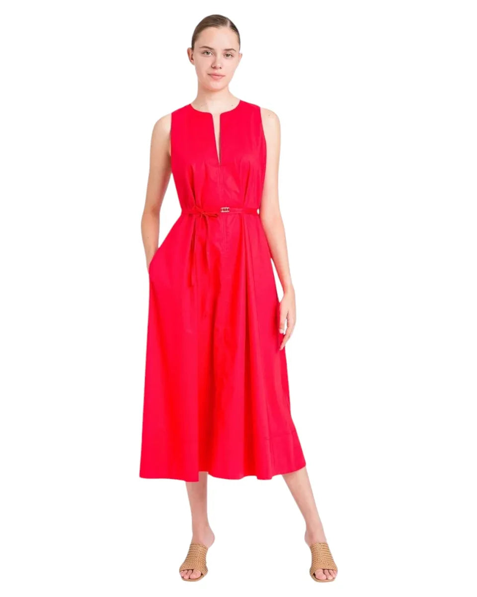 Abito lungo senza maniche rosso con cintura-Twinset-Abiti-Vittorio Citro Boutique