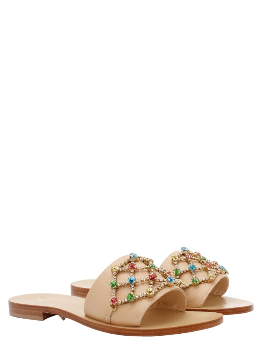Ciabatta con applicazione gioiello-Capri Vittorio Citro-Sandali-Vittorio Citro Boutique