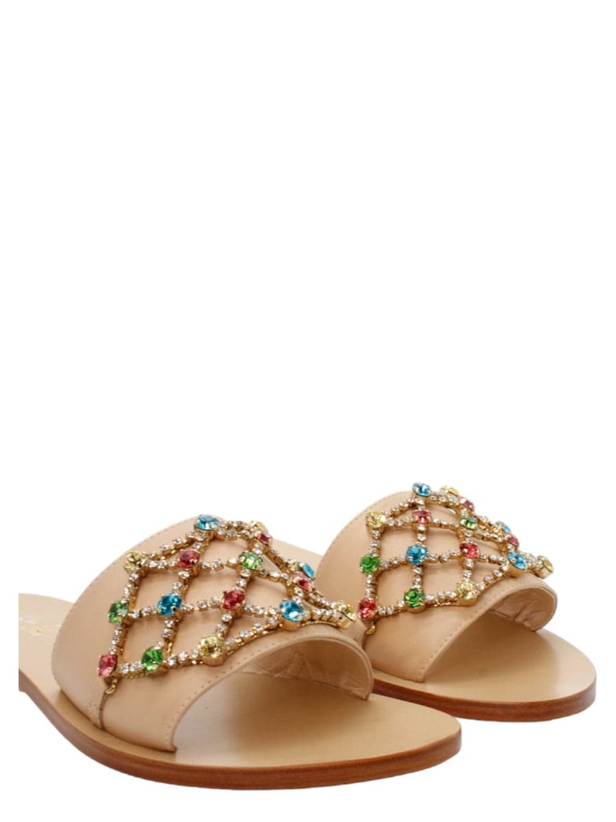Ciabatta con applicazione gioiello-Capri Vittorio Citro-Sandali-Vittorio Citro Boutique
