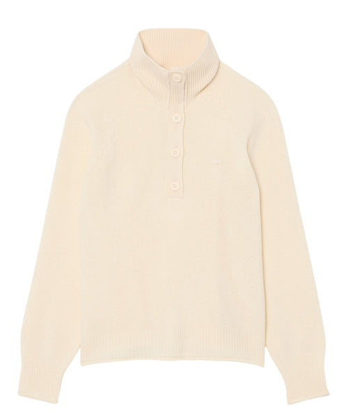 Lacoste Pull femme à col roulé en laine cardée