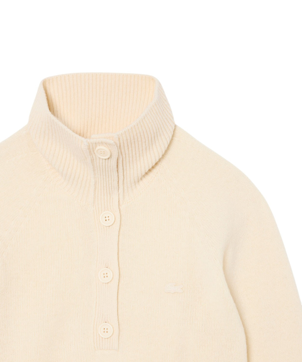 Lacoste Pull femme à col roulé en laine cardée