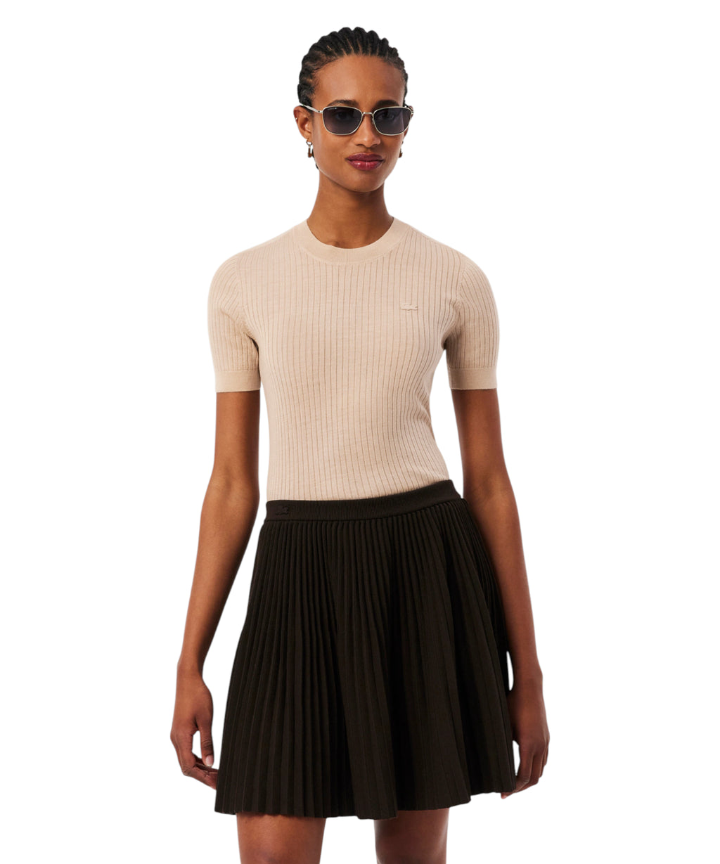 Pull Femme Laine Mérinos Côtelé Sans Coutures
