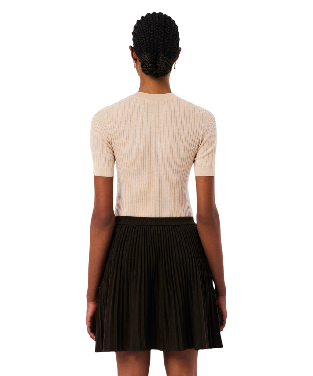 Pull Femme Laine Mérinos Côtelé Sans Coutures