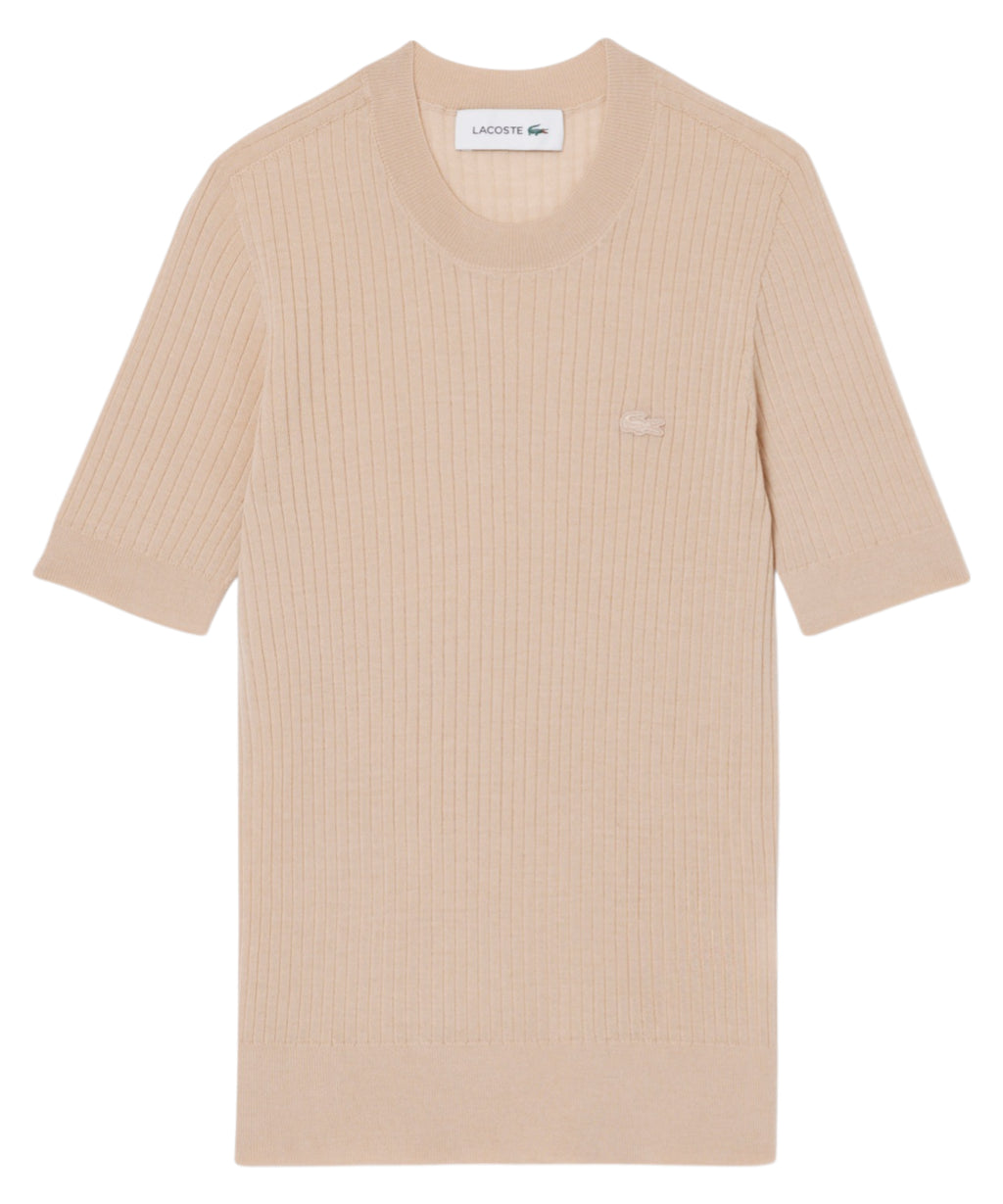 Pull Femme Laine Mérinos Côtelé Sans Coutures