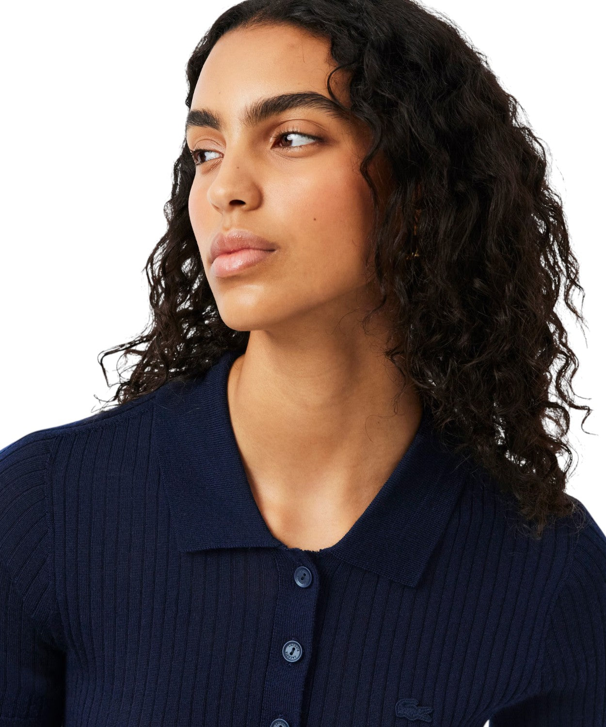 Polo Lacoste en laine mérinos 3D côtelée