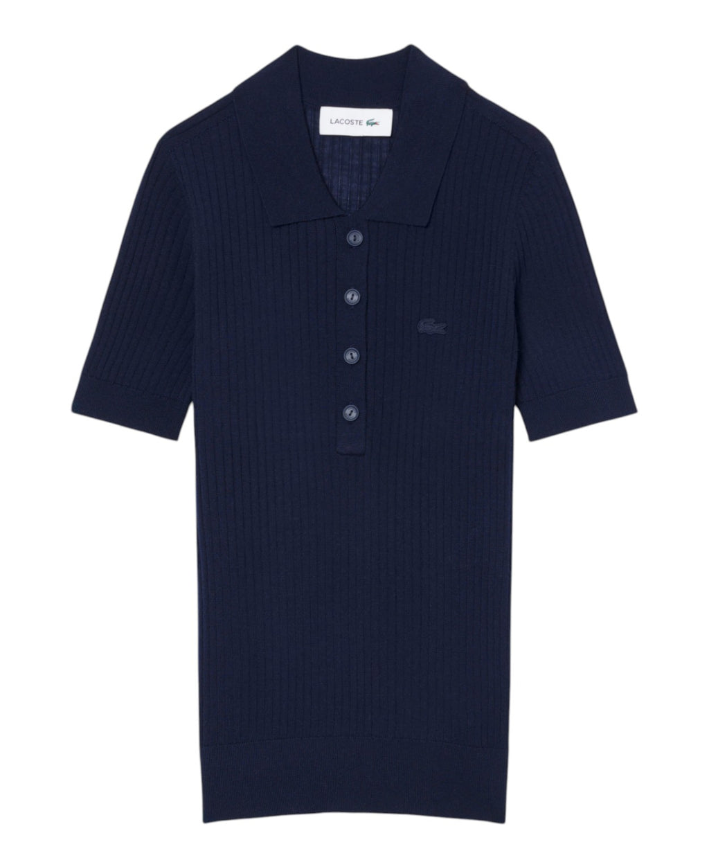 Polo Lacoste en laine mérinos 3D côtelée