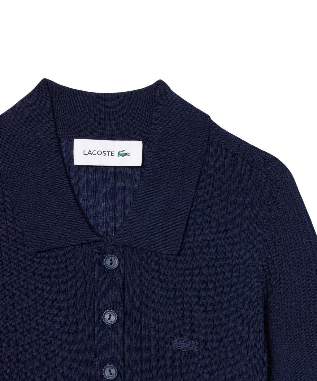 Polo Lacoste en laine mérinos 3D côtelée