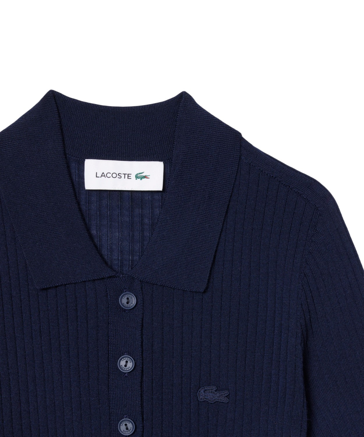 Polo Lacoste en laine mérinos 3D côtelée
