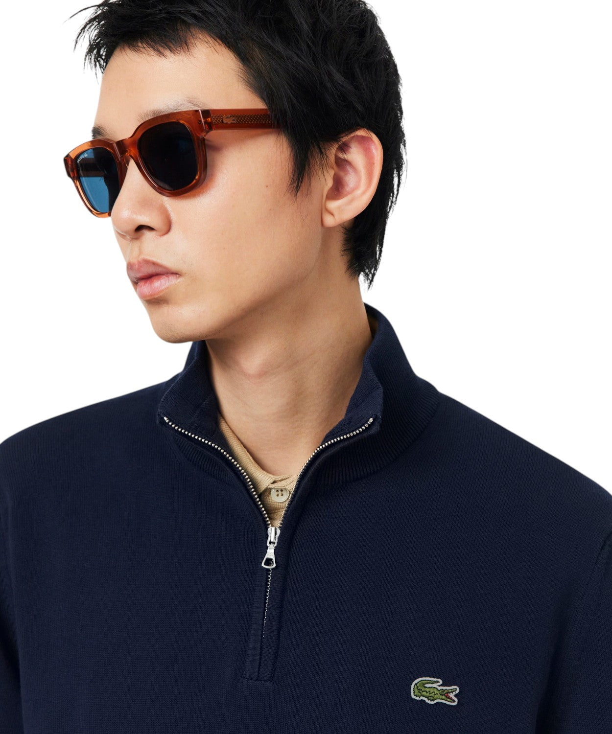 Pullover Lacoste Uomo in Cotone con Collo Alto e Zip