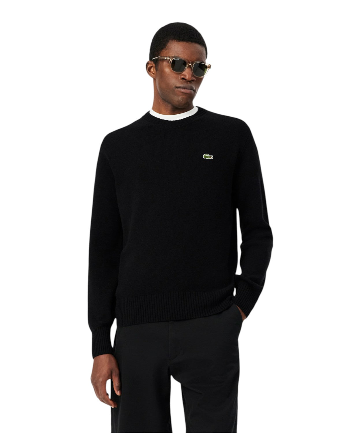 Pull col rond en laine cardée
