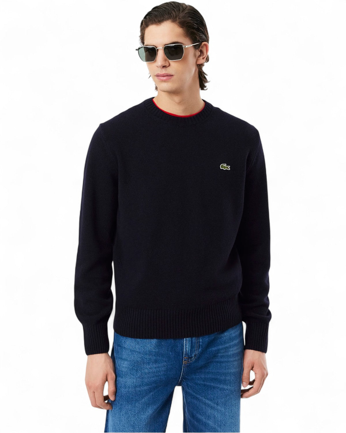 Maglione a Girocollo in Lana Cardata-LACOSTE-Maglieria-Vittorio Citro Boutique