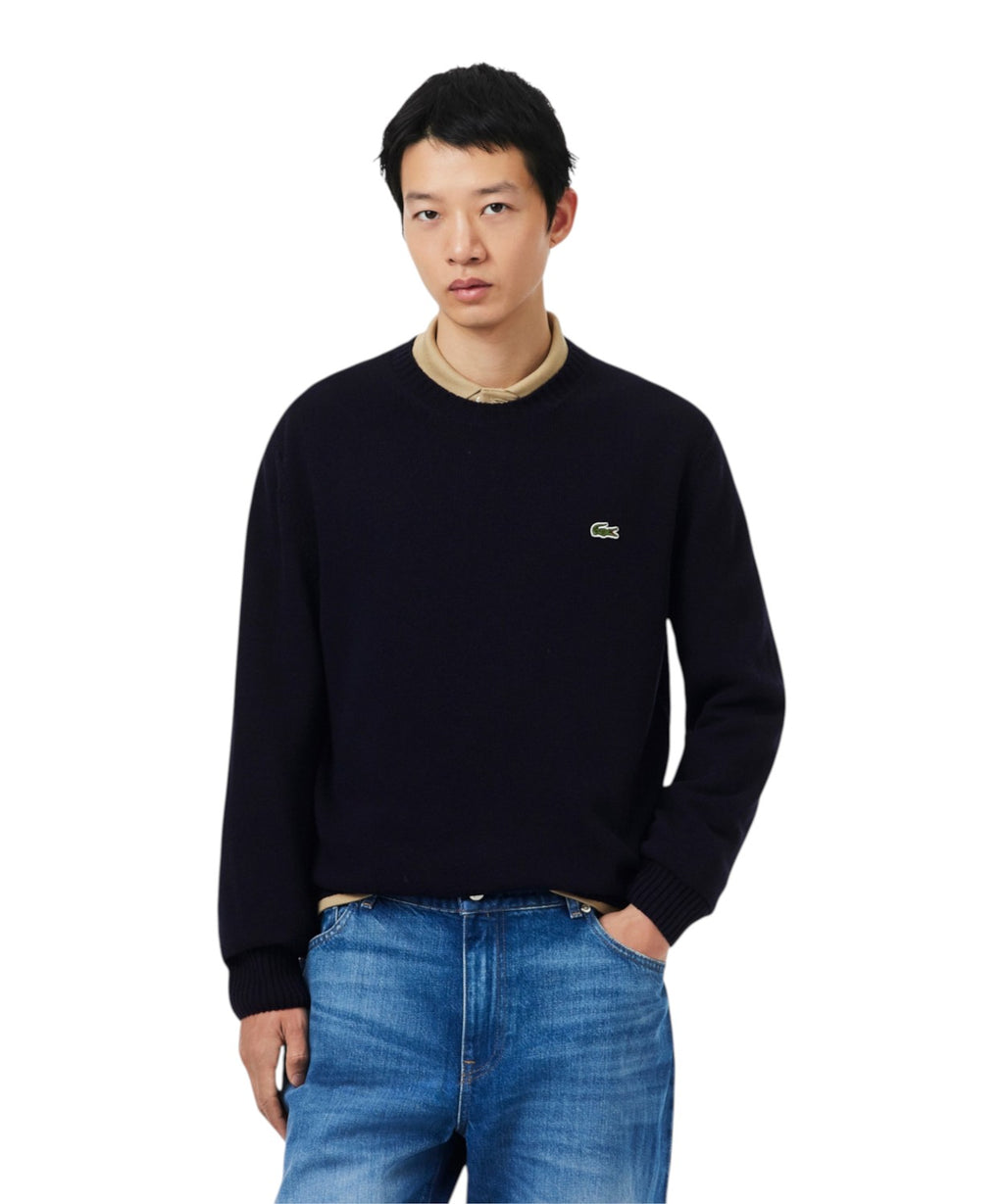 Pull col rond en laine cardée