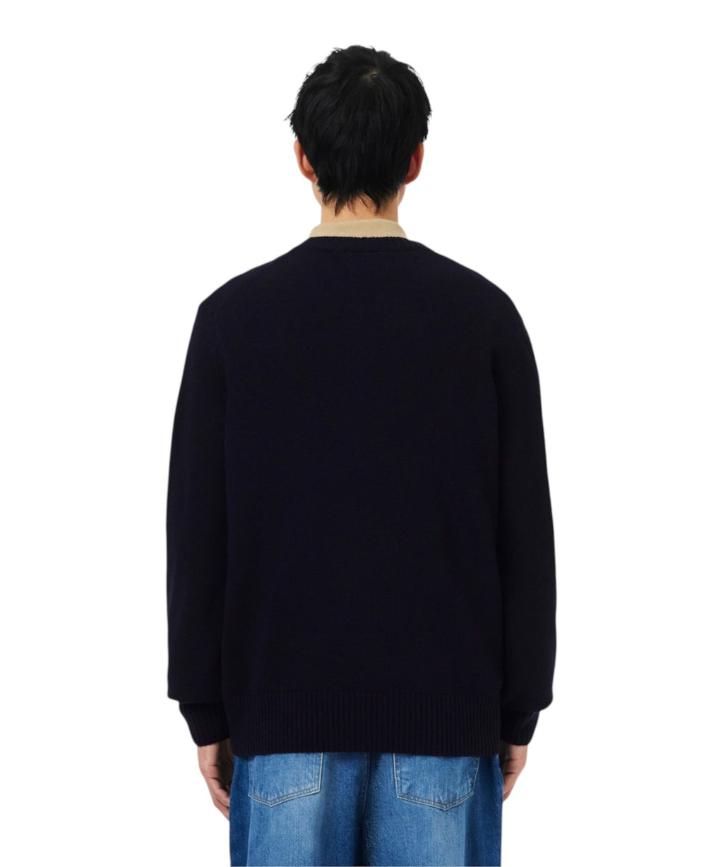Pull col rond en laine cardée
