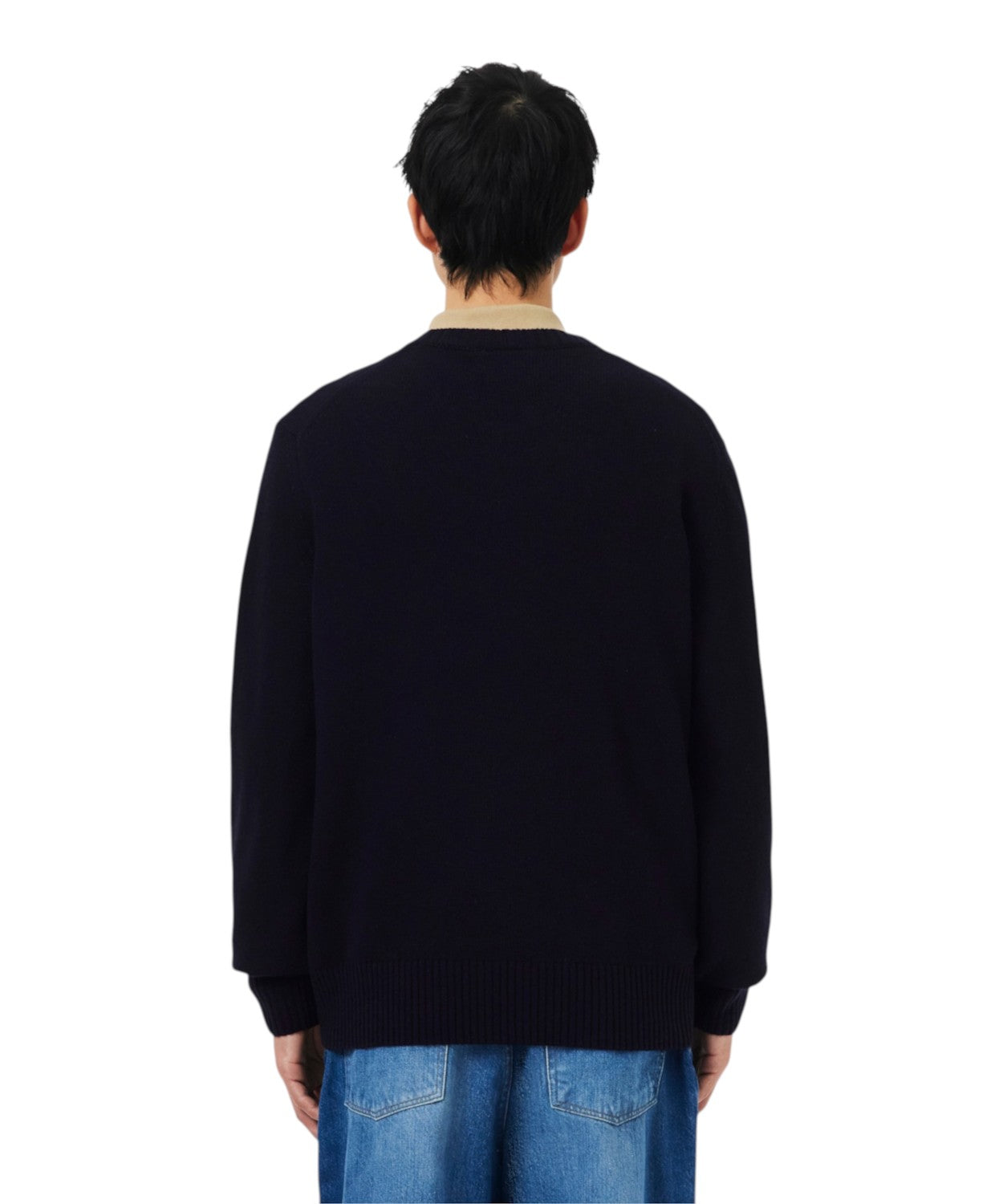 Pull col rond en laine cardée