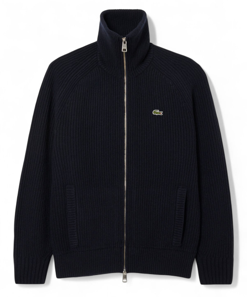 Lacoste Pull Col Roulé en Laine Cardée avec Zip