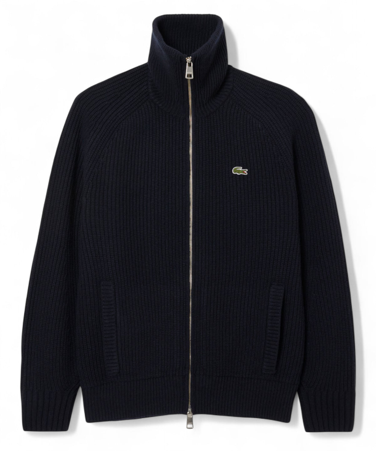 Lacoste Maglione a Collo Alto in Lana Cardata con Zip