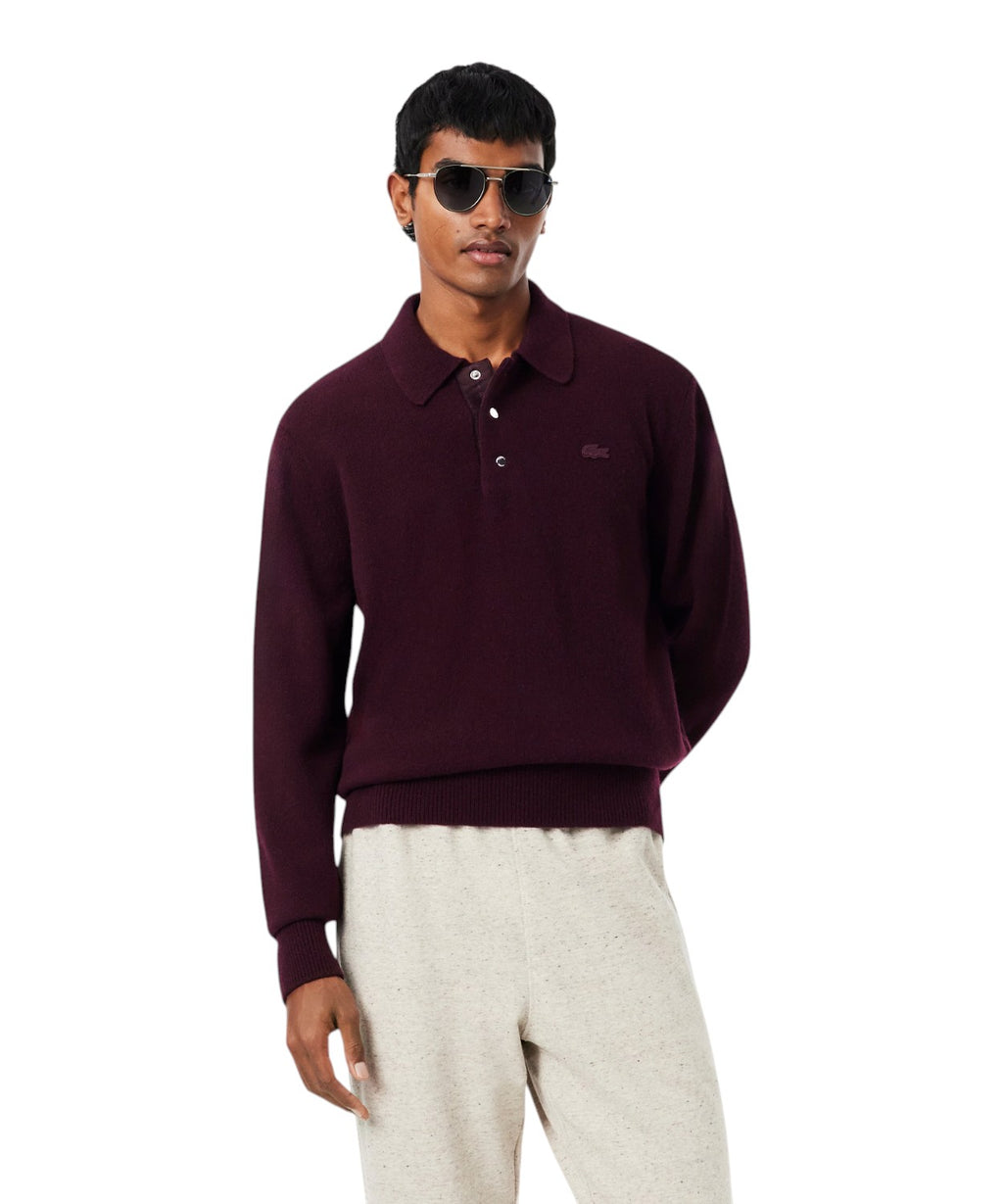 Pull Lacoste Homme avec col polo en feutre de laine