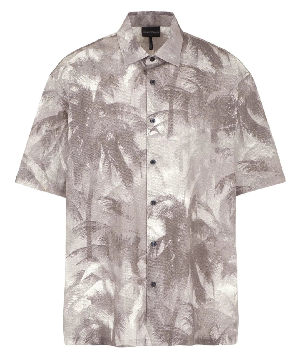 Camicia Oversize in Misto Lyocell con Stampa Palme-Emporio Armani-Camicie-Vittorio Citro Boutique