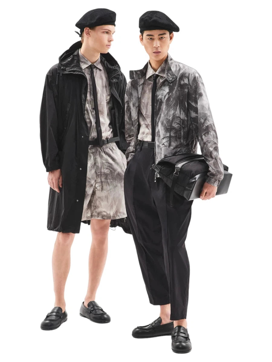 Camicia Oversize in Misto Lyocell con Stampa Palme-Emporio Armani-Camicie-Vittorio Citro Boutique