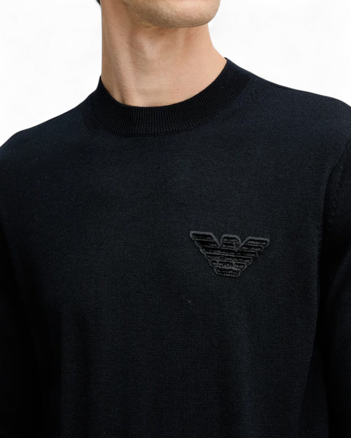 Maglione in Lana Vergine con Girocollo-Emporio Armani-Maglieria-Vittorio Citro Boutique